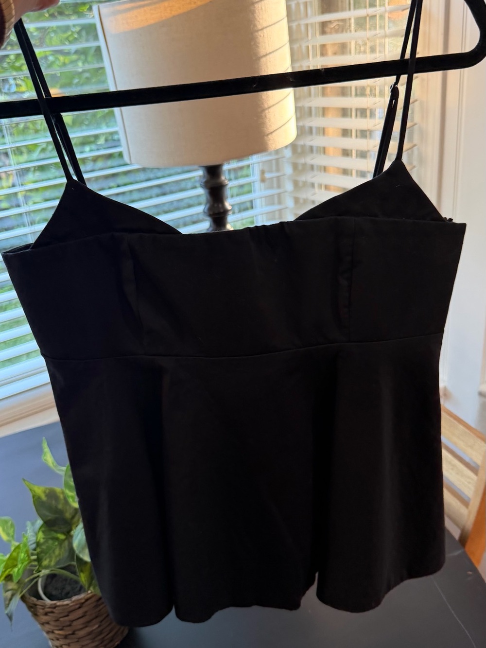 Zara Black Spaghetti-Strap Peplum Top